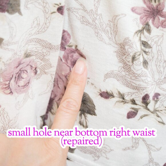 Dusty Rose Print Lace Trim Long Sleeve Tee 💐 ROSA CHERI - Picture 3 of 7